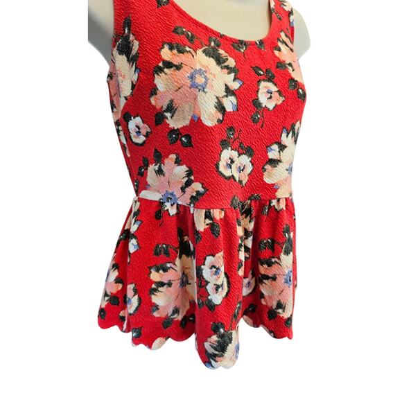 Postmark Open Back Peplum Top S coquette cottagecore Floral red summer casual - Picture 2 of 8